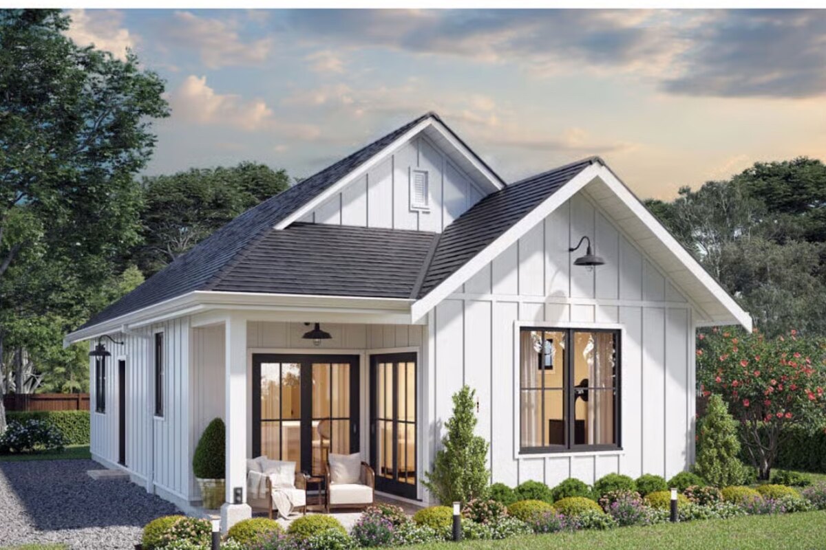 White two-bedroom country cottage ADU